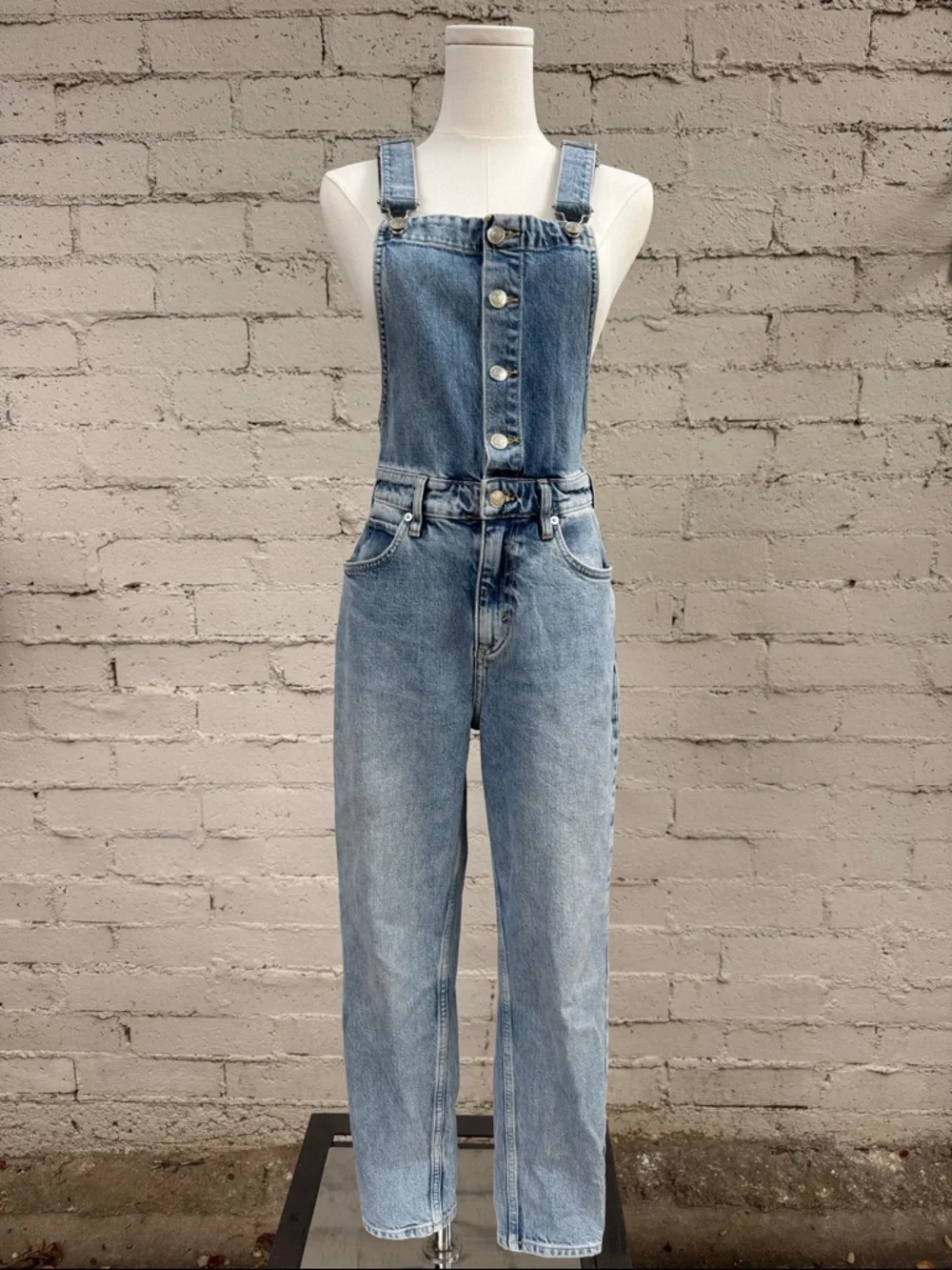 Free People We The Free Shelby Overalls Stone Beach Light Wash Size 27